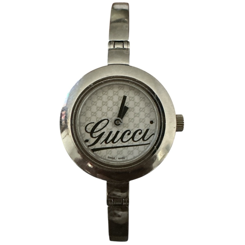 GUCCI Women's Silver and White Bracelet Watch